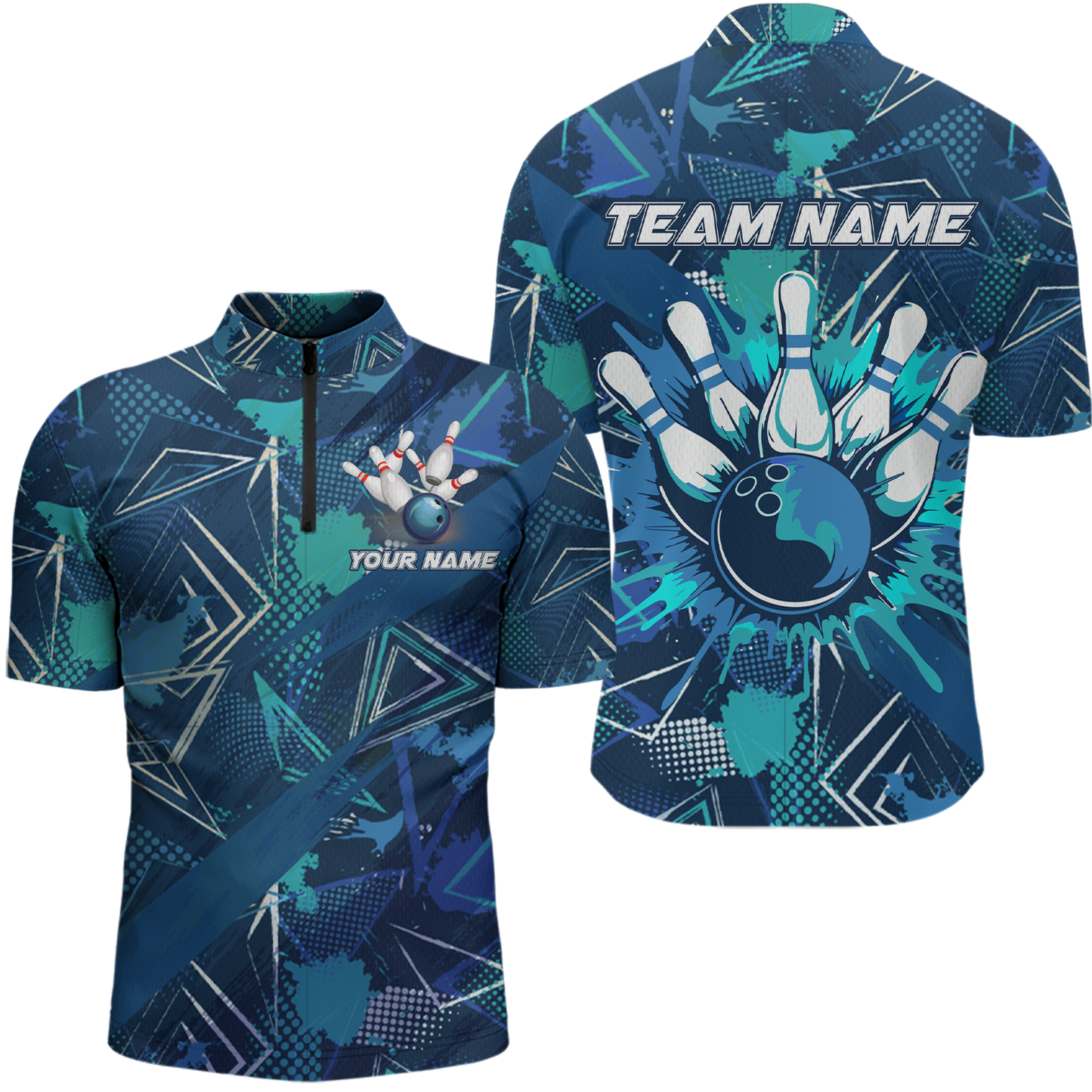 Blue Bowling Shirt Custom Bowling Jersey for Men & Women Flame Bowling Shirt for Bowlers MBL55