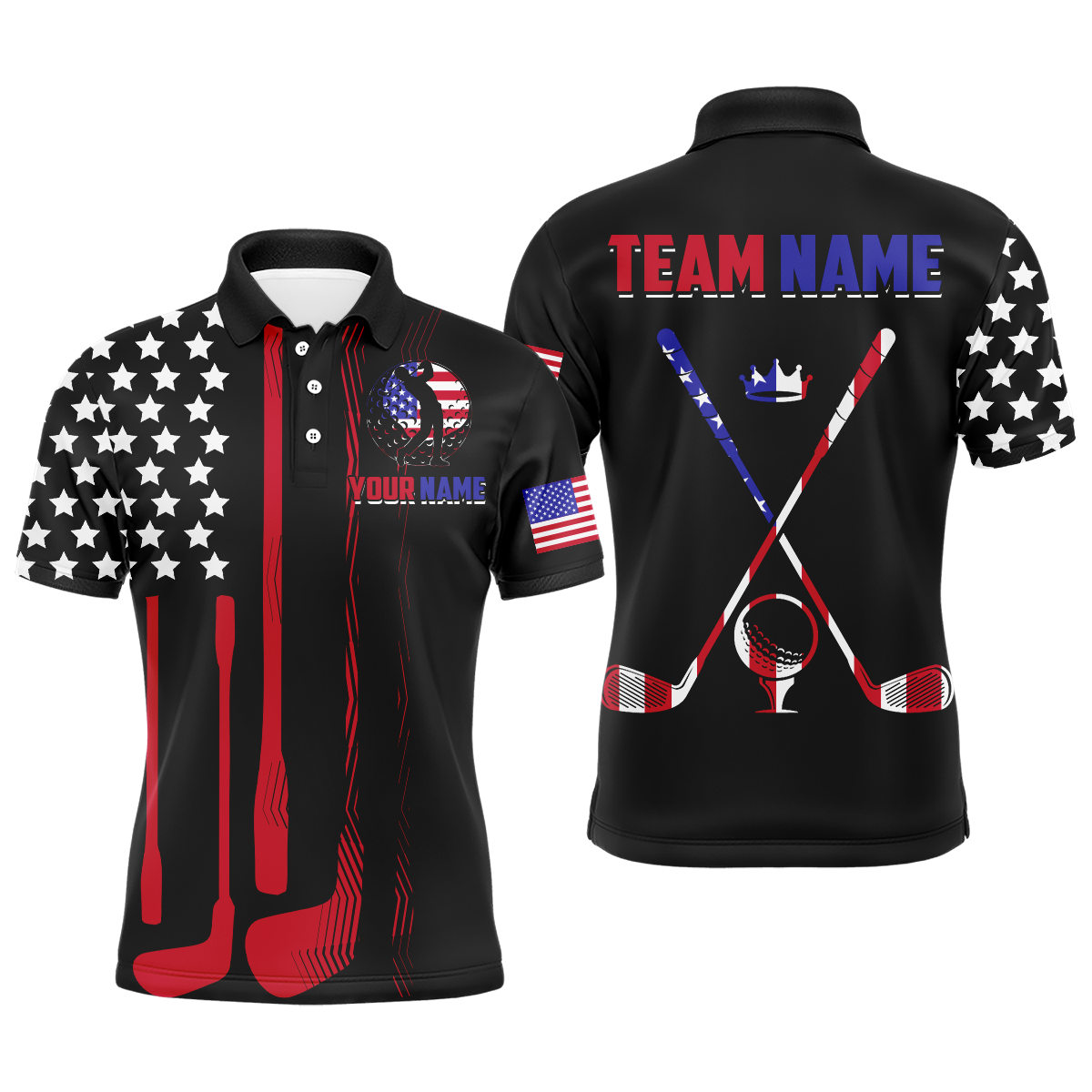 American Flag Golf Polo Shirt Custom for Men Women Patriotic Golf Polo US Shirt MMG40