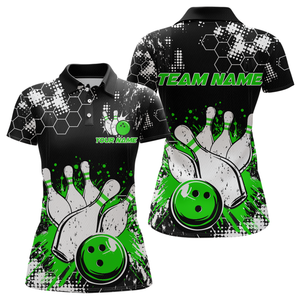 Green Watercolor Bowling Shirts Men Women Team Custom Bowling Polo & 1/4 Zip Shirt MBL60