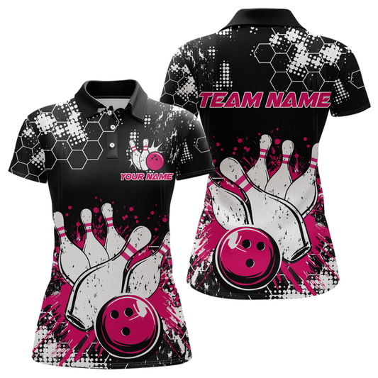Pink Watercolor Bowling Shirts Men Women Team Custom Bowling Polo & 1/4 Zip Shirt MBL60