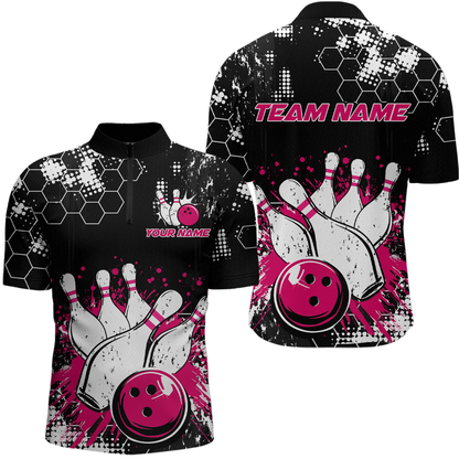 Pink Watercolor Bowling Shirts Men Women Team Custom Bowling Polo & 1/4 Zip Shirt MBL60