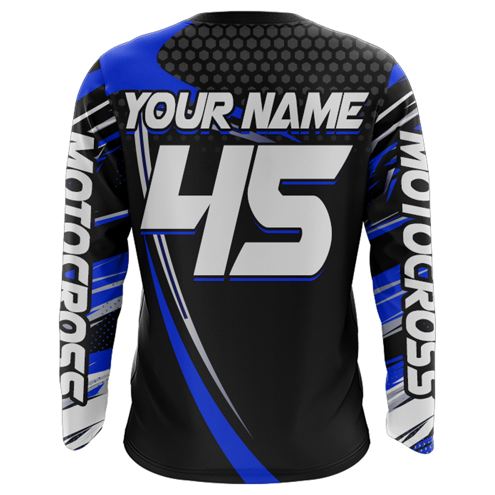 Motocross Racing Jersey Blue Upf30+ Motorcycle Shirt MX Racing Dirt Bike Jersey Kid Men XM173
