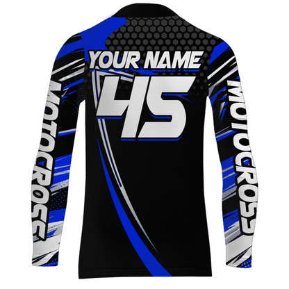 Motocross Racing Jersey Blue Upf30+ Motorcycle Shirt MX Racing Dirt Bike Jersey Kid Men XM173