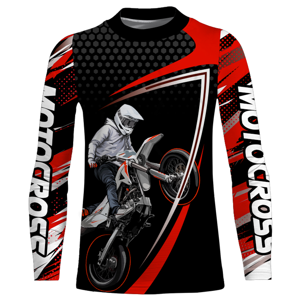 Motocross Racing Jersey Red Upf30+ MX Racing Dirt Bike Jersey Kid Men Motorcycle XM173