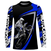 Load image into Gallery viewer, Motocross Racing Jersey Blue Upf30+ Motorcycle Shirt MX Racing Dirt Bike Jersey Kid Men XM173