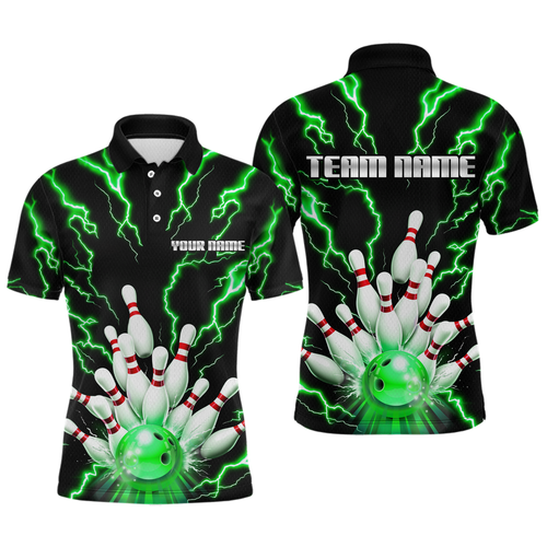 Thunder Lightning Green Bowling Shirt Custom Bowling Jersey for Men Women Team MBL66