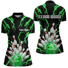 Load image into Gallery viewer, Thunder Lightning Green Bowling Shirt Custom Bowling Jersey for Men Women Team MBL66