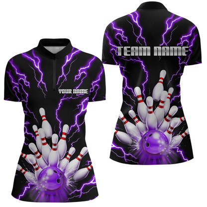 Thunder Lightning Purple Bowling Shirt Custom Bowling Jersey for Men Women Team MBL66