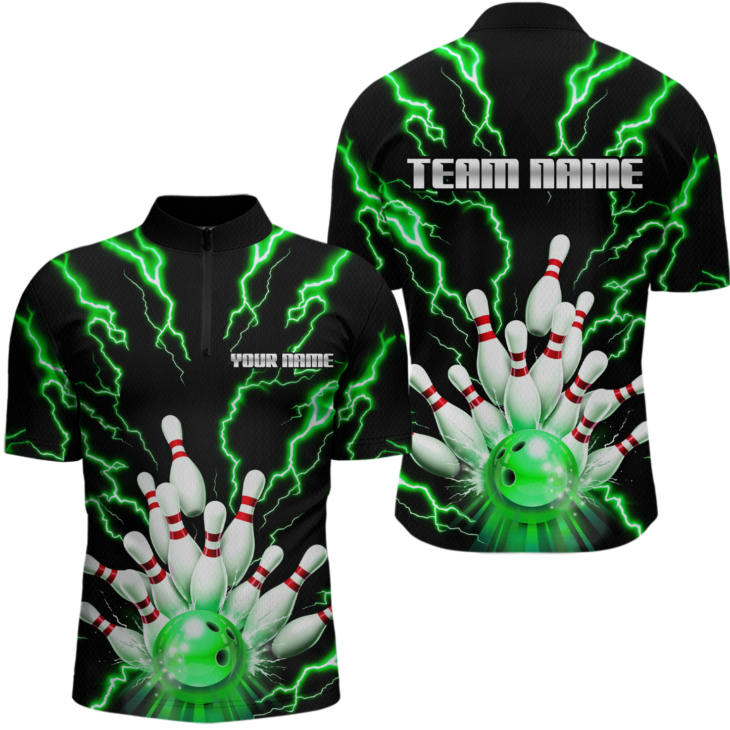 Thunder Lightning Green Bowling Shirt Custom Bowling Jersey for Men Women Team MBL66