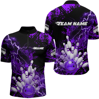 Purple Thunder Lightning Bowling Shirt Custom Colorful Bowling Jersey Men Women Team MBL67