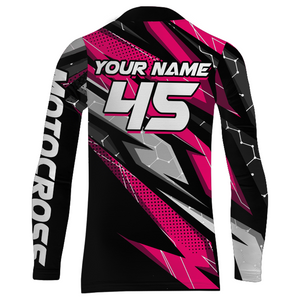 Pink Motocross Jersey Youth Women Men Upf30+ Dirt Bike Shirt Motorcycle Riding Shirt XM271