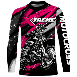 Pink Motocross Jersey Youth Women Men Upf30+ Dirt Bike Shirt Motorcycle Riding Shirt XM271