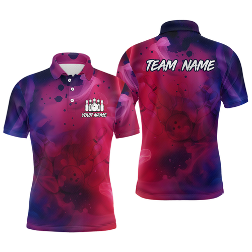 Blue and Pink Ink Bowling Shirts Custom for Women Men Team Bowling Jerseys MBL113