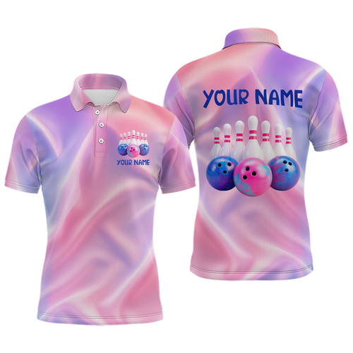 Custom Pink Bowling Shirts for Men Women Team Bowling Polo & Quarter Zip Shirts MBL114