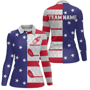 Custom American Flag Golf Polo Shirt for Men Women Patriotic US Golf Polo Shirt MMG51