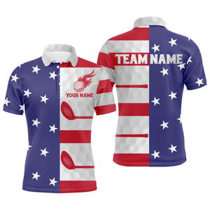Custom American Flag Golf Polo Shirt for Men Women Patriotic US Golf Polo Shirt MMG51