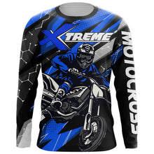 Load image into Gallery viewer, Custom Dirt Bike MX Jersey Kid Men Women UPF30+ Blue Motocross Shirt Extreme Racing XM63