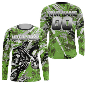 Motocross Racing Jersey Camo Green UPF30+ Custom Dirt Bike Shirt Men Women Kid Off-Road Jersey XM65