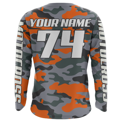 Camo Motocross Racing Jersey UPF30+ Youth Dirt Bike Shirt for Kids Mens Women MotoX Off-road XM127