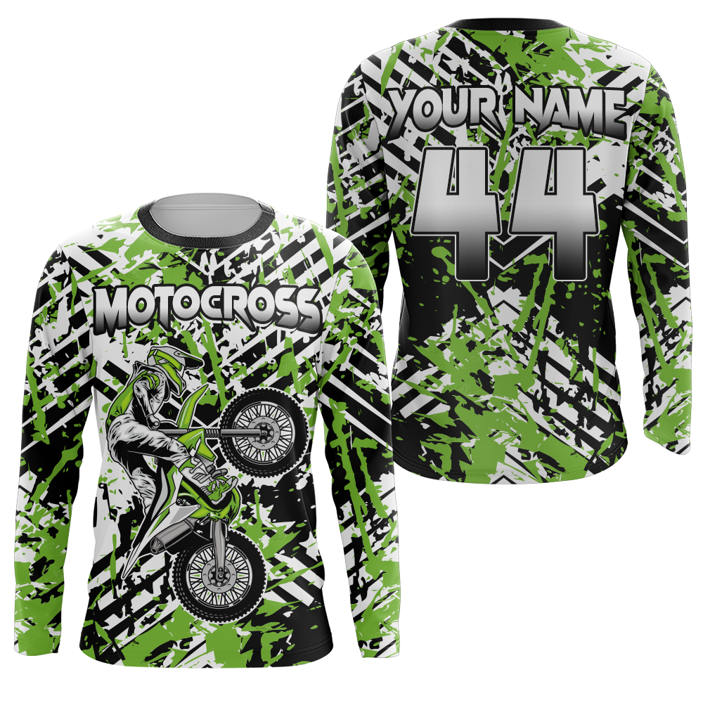 Youth Motocross Jersey UPF30+ Custom Green Dirt Bike Shirt For Boy Gir –  ChipteeAmz