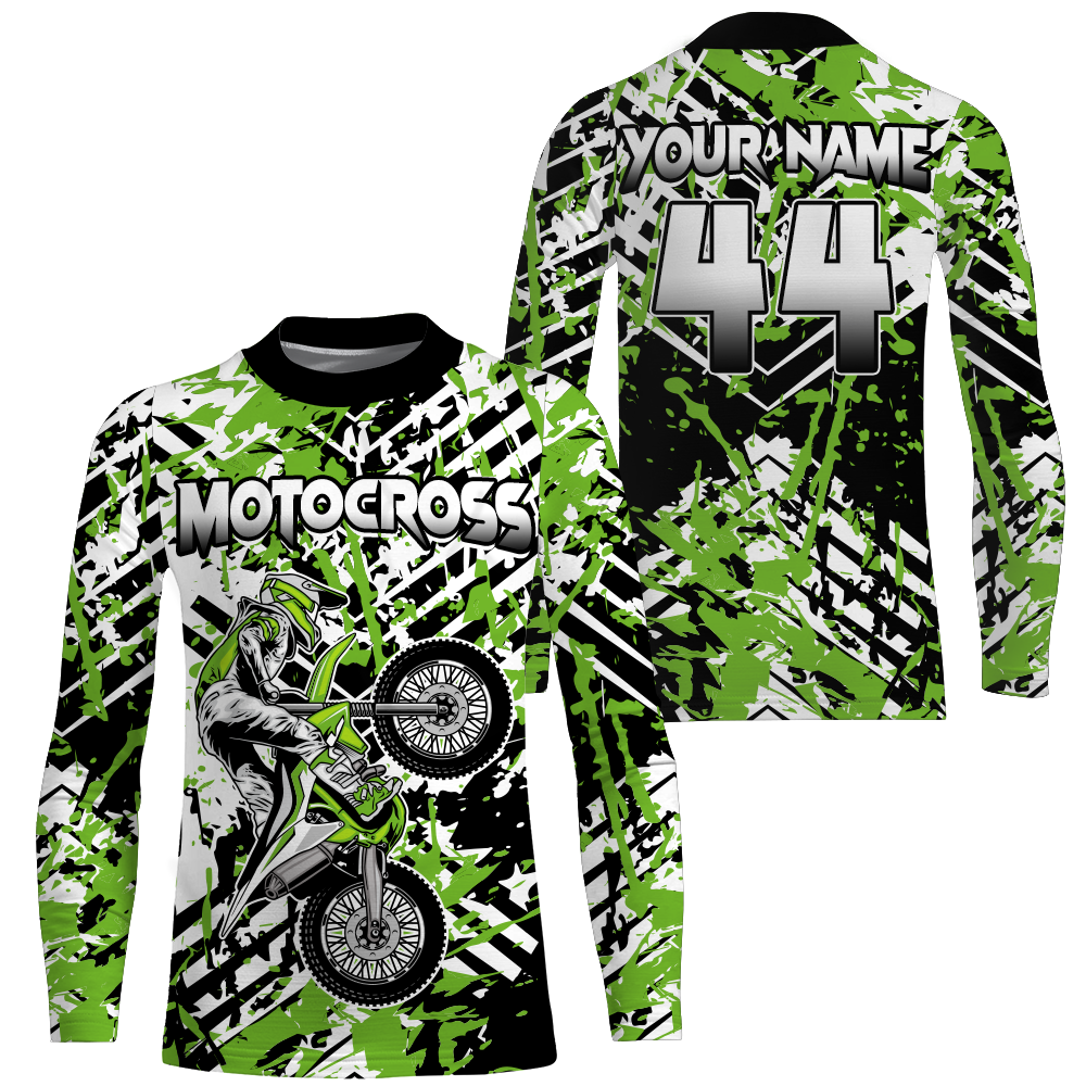 Youth Motocross Jersey UPF30+ Custom Green Dirt Bike Shirt For Boy Gir –  ChipteeAmz