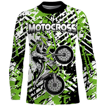 Load image into Gallery viewer, Motocross Racing Personalized Jersey Youth UPF30+ Green Dirt Bike Motorcycle Off-Road XM137