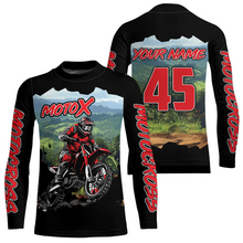 Load image into Gallery viewer, Black Motocross Jersey Custom Dirt Bike Shirts Men Kid Women Riding Moto Shirts XM336