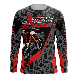 Red Motocross Racing Jersey Youth Men Kid UPF30+ Dirt Bike Motorcycle Riding Off-Road XM139