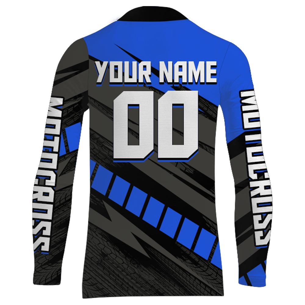 Custom Motocross Jersey UPF30+ Dirt Bike Youth Shirt MX Racing Adult&Kid Blue Jersey XM210