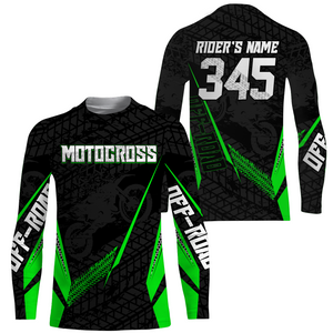 Motocross Racing Jersey Youth Men Kid UPF30+ Off-road Dirt Bike Shirt Motorcycle Green XM215