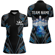 Load image into Gallery viewer, Customize Blue Butterflies Bowling Shirts for Men Women Team Bowling Polo &amp; 1/4 Zip MBL78
