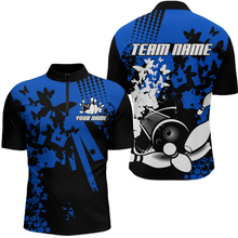 Load image into Gallery viewer, Custom Blue Butterflies Bowling Shirts for Men Women Bowling Jersey Team Name MBL79