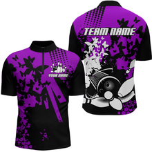 Load image into Gallery viewer, Custom Purple Butterflies Bowling Shirts for Men Women Bowling Jersey Team Name MBL79