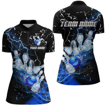 Load image into Gallery viewer, Custom Bllue Lightning Bowling Shirts for Men Women Team Bowling Polo &amp; 1/4 Zip MBL80
