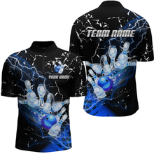 Load image into Gallery viewer, Custom Bllue Lightning Bowling Shirts for Men Women Team Bowling Polo &amp; 1/4 Zip MBL80