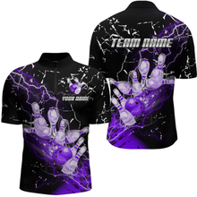Load image into Gallery viewer, Custom Purple Lightning Bowling Shirts for Men Women Team Bowling Polo &amp; 1/4 Zip MBL80