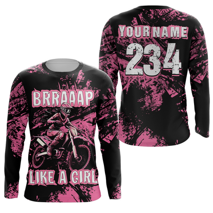 Racing Jersey Pink Black Motocross Shirt Girl Women UPF30+ Motorcycle Off-Road Shirt XM218