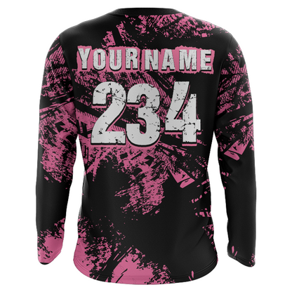 Racing Jersey Pink Black Motocross Shirt Girl Women UPF30+ Motorcycle Off-Road Shirt XM218