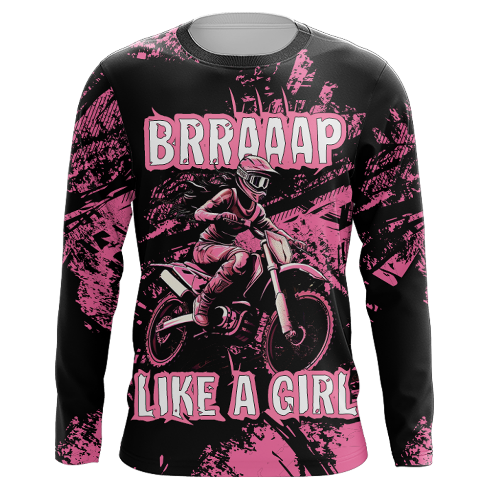 Racing Jersey Pink Black Motocross Shirt Girl Women UPF30+ Motorcycle Off-Road Shirt XM218
