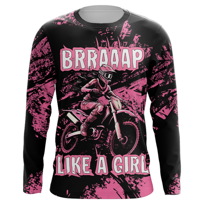 Racing Jersey Pink Black Motocross Shirt Girl Women UPF30+ Motorcycle Off-Road Shirt XM218