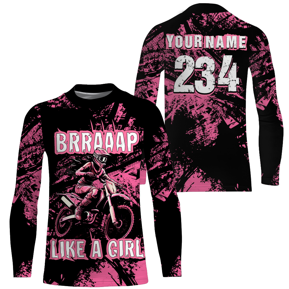 Racing Jersey Pink Black Motocross Shirt Girl Women UPF30+ Motorcycle Off-Road Shirt XM218