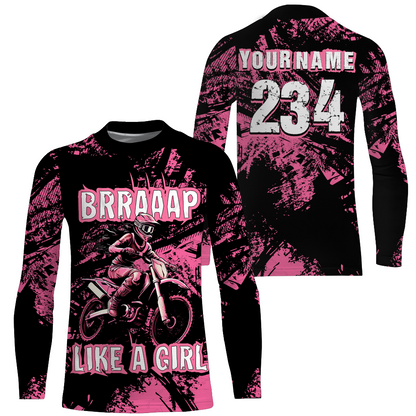Racing Jersey Pink Black Motocross Shirt Girl Women UPF30+ Motorcycle Off-Road Shirt XM218