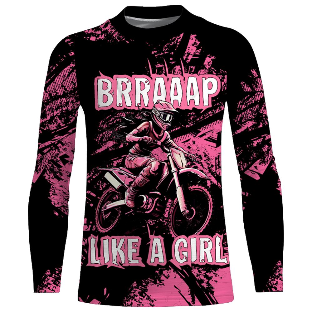 Racing Jersey Pink Black Motocross Shirt Girl Women UPF30+ Motorcycle Off-Road Shirt XM218
