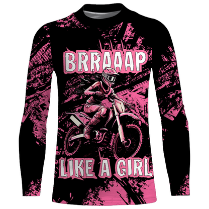 Racing Jersey Pink Black Motocross Shirt Girl Women UPF30+ Motorcycle Off-Road Shirt XM218