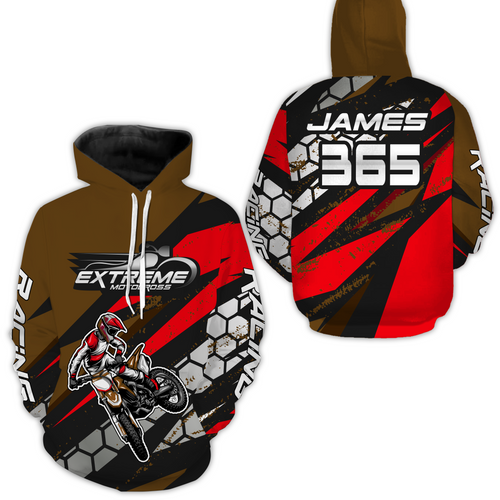 Red Motocross Racing Hoodie Jersey for Men Women Dirt Bike Motorcycle Hoodie Zip MH51