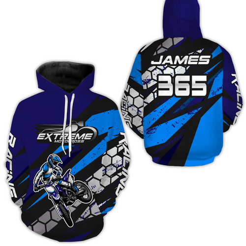 Blue Motocross Racing Hoodie Jersey for Men Women Dirt Bike Motorcycle Hoodie Zip MH51