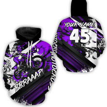 Load image into Gallery viewer, Custom Purple Motocross Racing Hoodie Jersey Dirt Bike Hoodie Zip Biker Men Women MH52