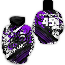 Load image into Gallery viewer, Custom Purple Motocross Racing Hoodie Jersey Dirt Bike Hoodie Zip Biker Men Women MH52