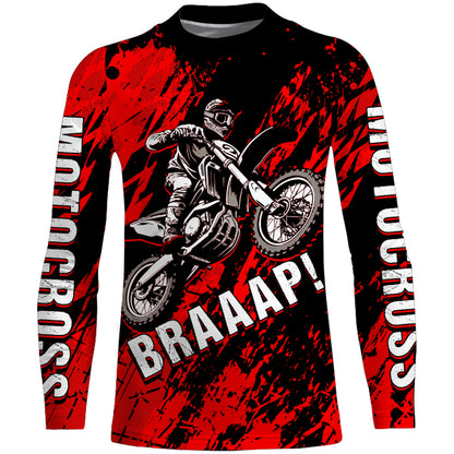 Motocross Racing Jersey Red Upf30+ Dirt Bike Shirt Men Women Kid Off-Road Shirt XM87