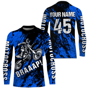 Motocross Racing Jersey Blue UPF30+ Youth Dirt Bike Shirt Men Kid Off-road Riding Shirt XM87